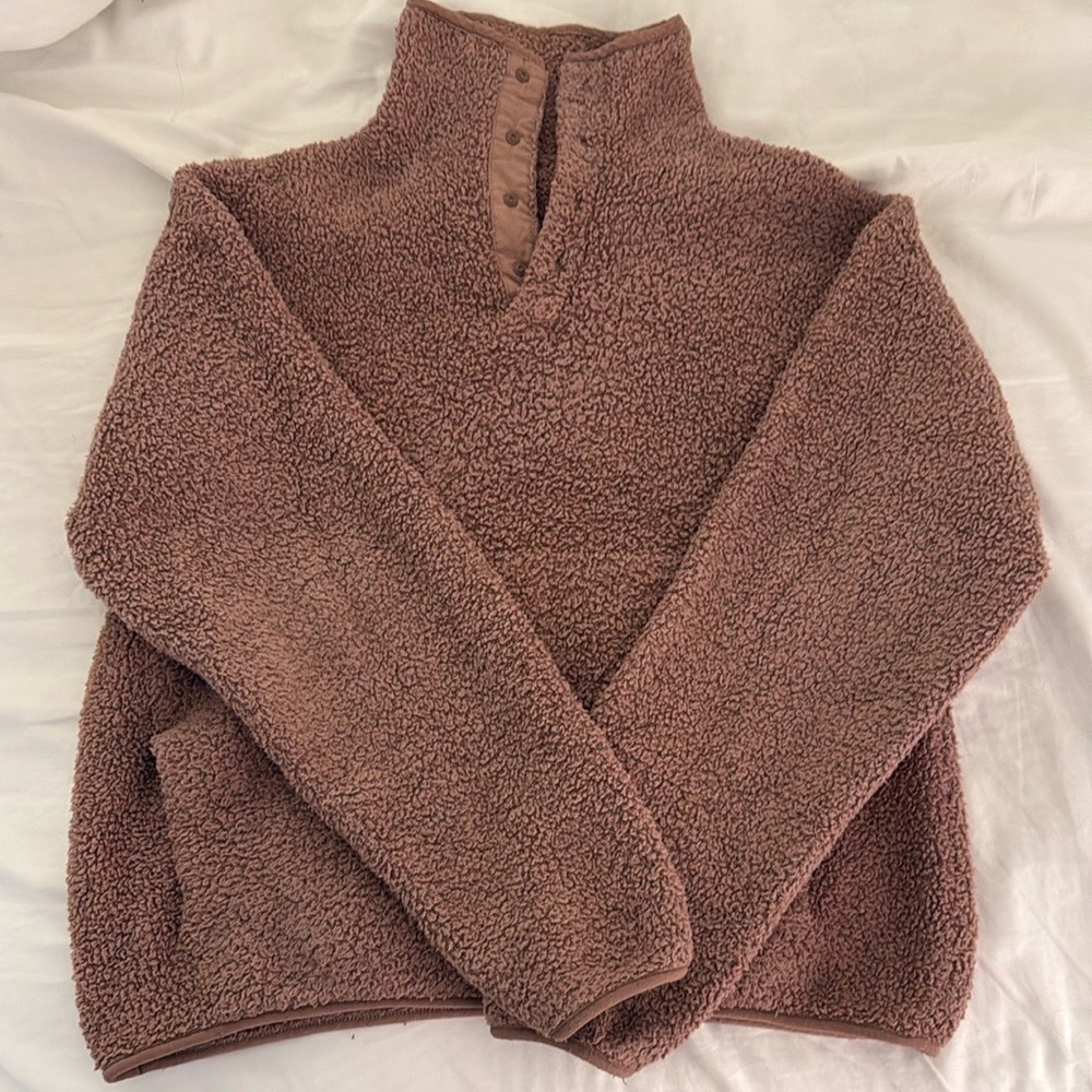 SKIMS Brown Teddy Jacket Plush Fleece Full-Zip